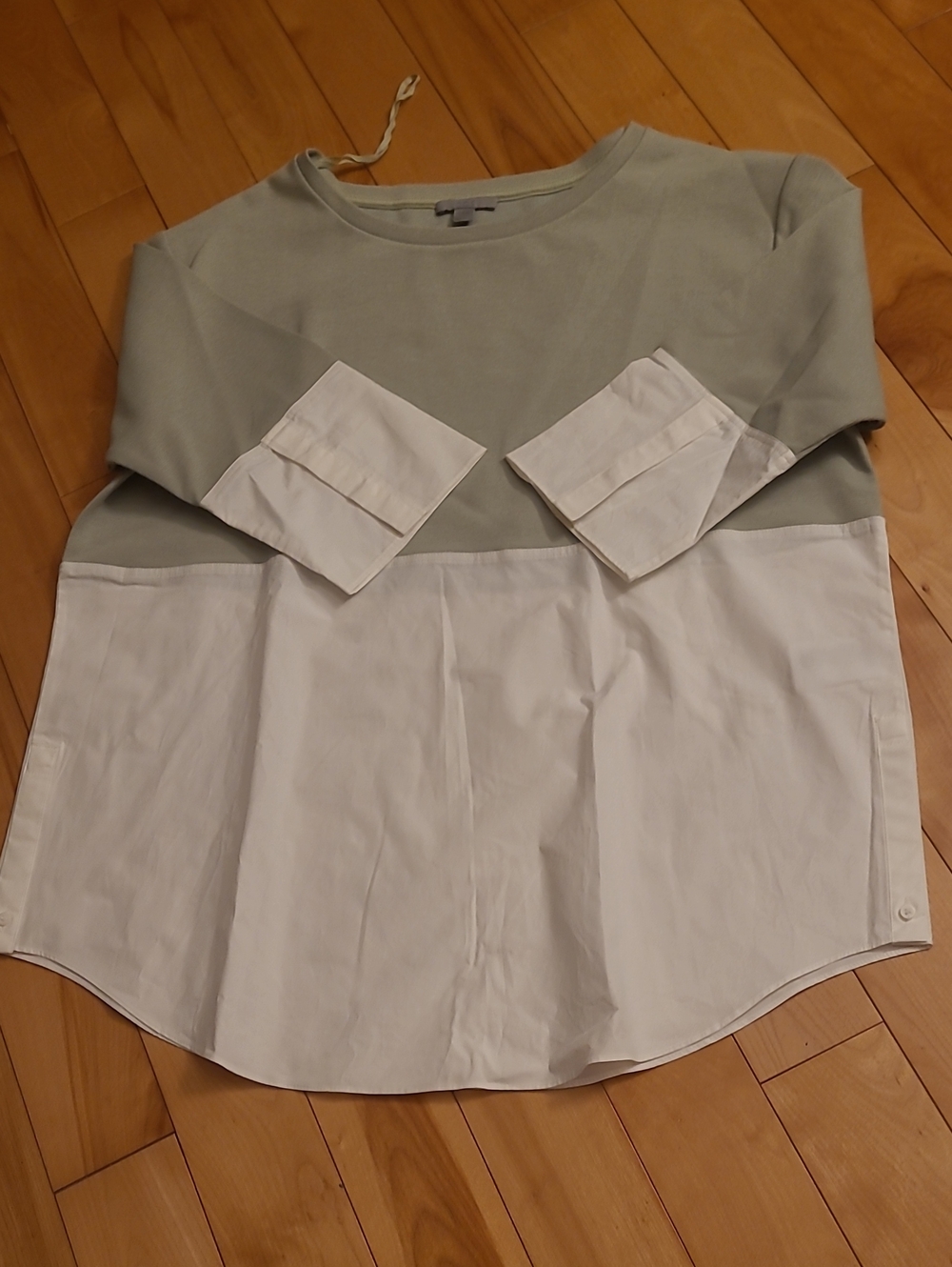 Women's Two-Tone Sage Green and White Layered Shirt